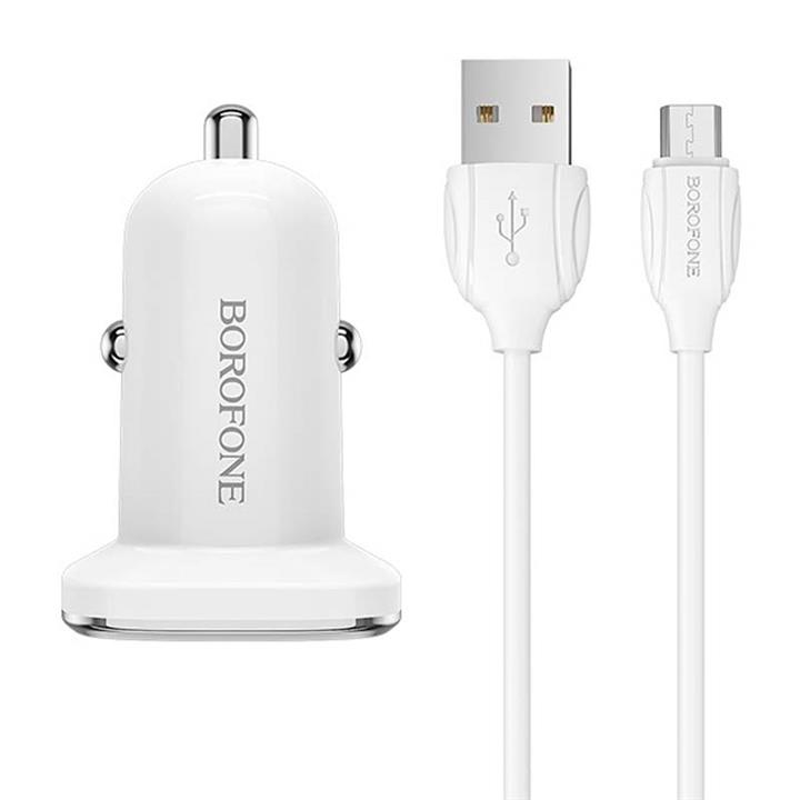 شارژر فندکی Borofone Lasting Power BZ12 + کابل میکرو یو اس بی